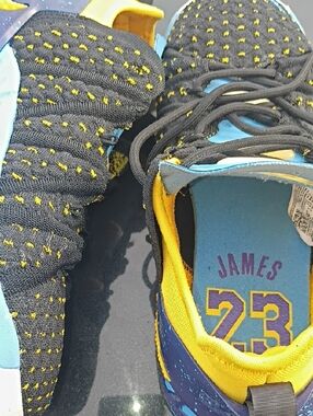 LeBron James 23 Basketball +Black, Yellow, Blue Womens 6 To 6.5 Youth 4.5